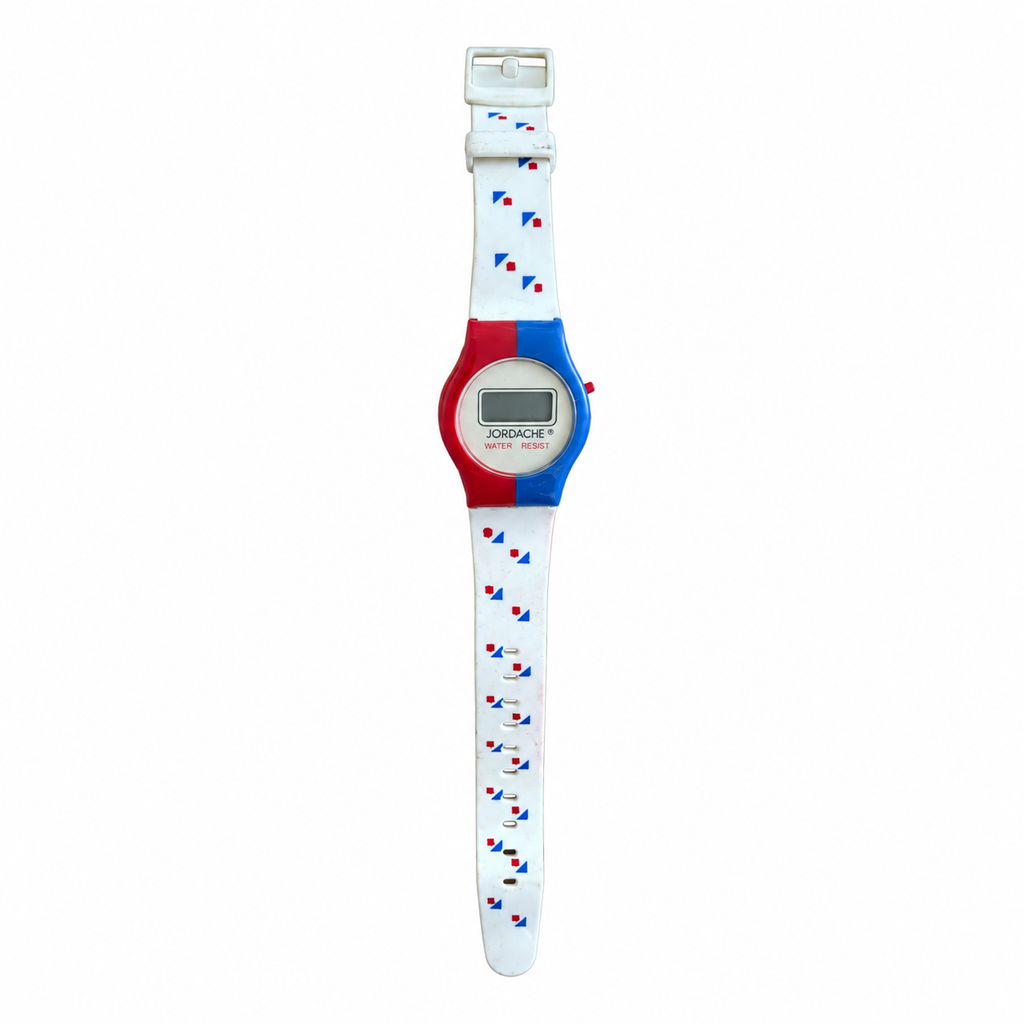Vintage Jordache Digital Quartz Watch - Red/Blue/White - Battery Required