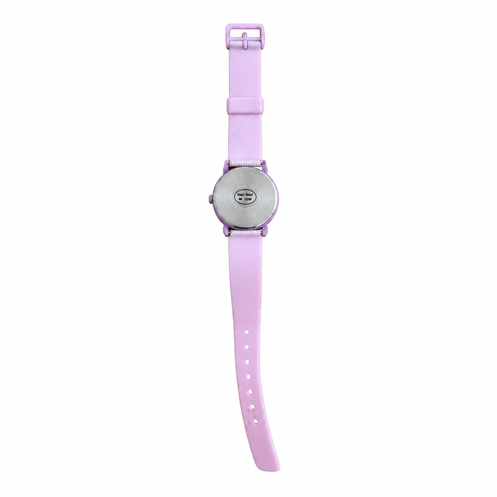 Vintage Lavender Purple Abstract Dial Silicone Strap Quartz - Battery Required
