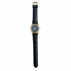 Vintage Fossil Quartz Analog Watch - Black Dial Gold-Tone - Battery Required