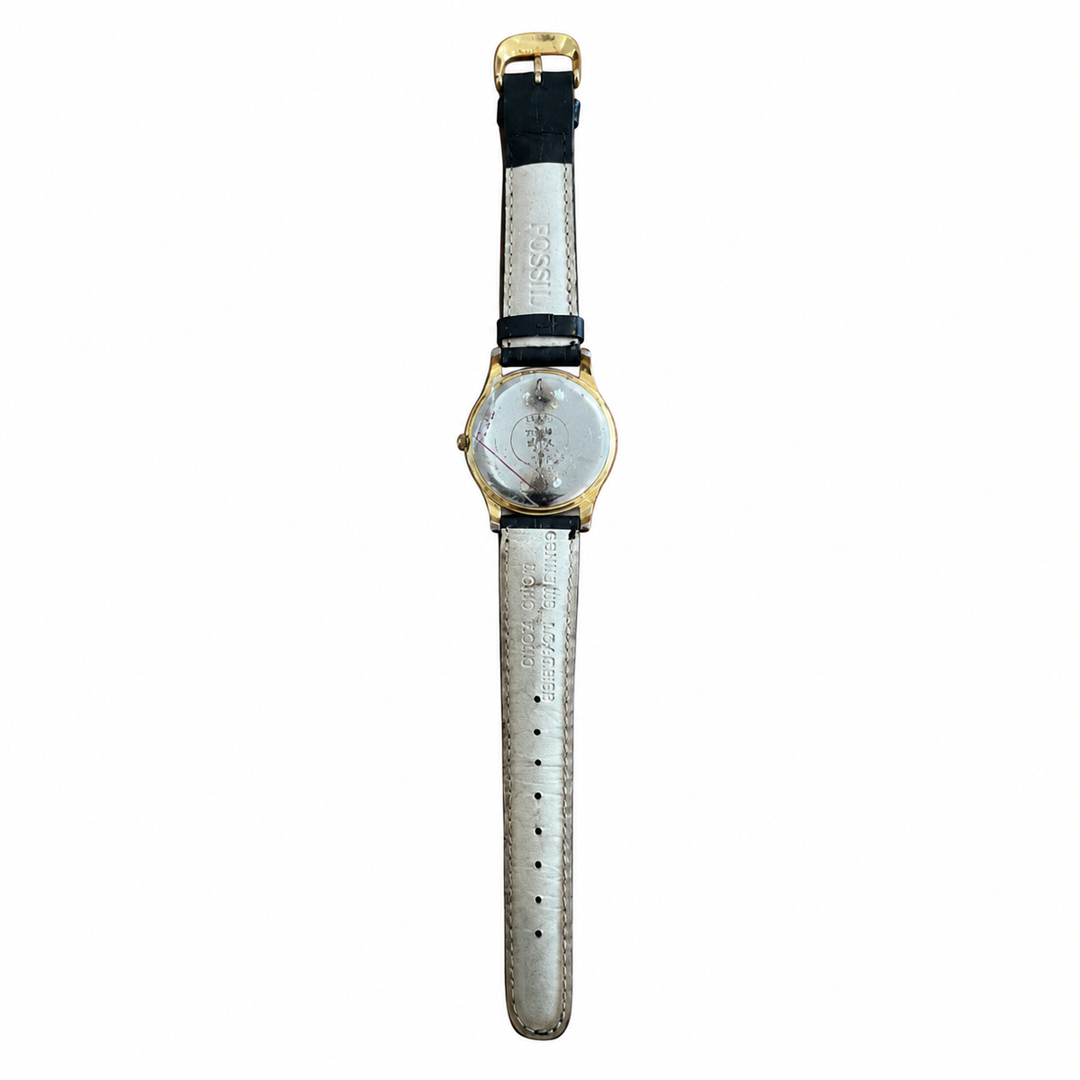 Vintage Fossil Quartz Analog Watch - Black Dial Gold-Tone - Battery Required