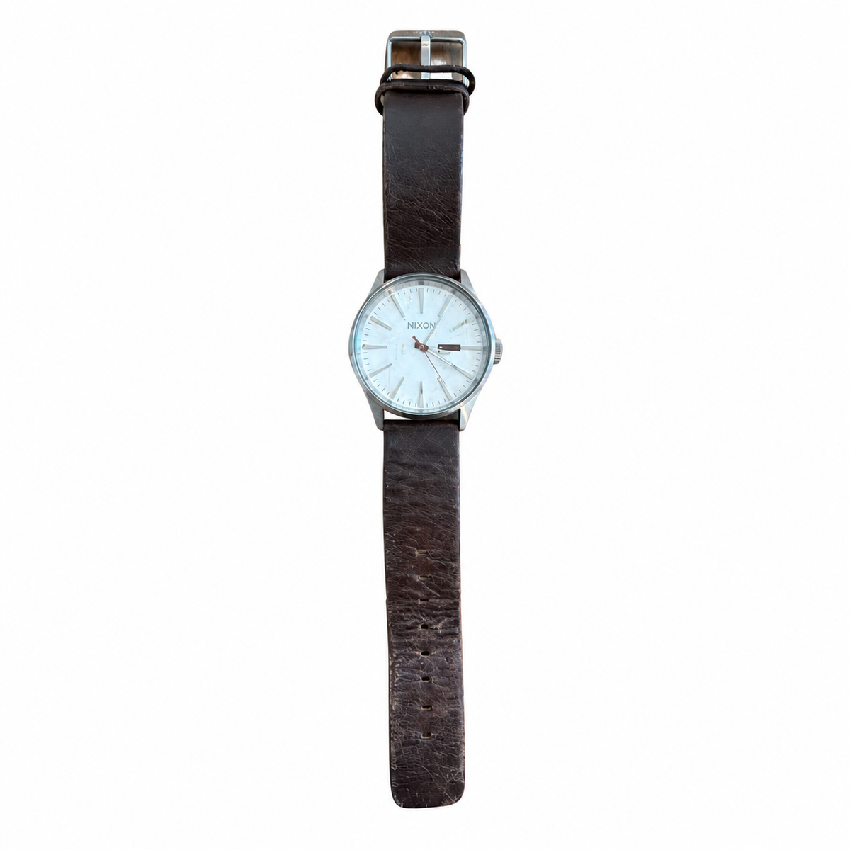 Vintage Nixon The Sentry 38 Leather Quartz Watch - White - Battery Required