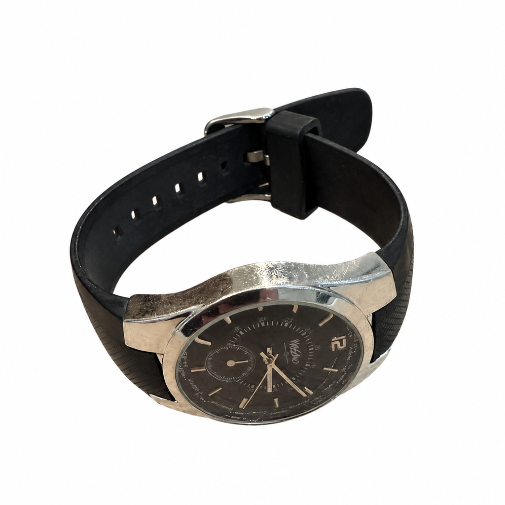 Vintage Mossimo World Time-Style Black Dial Quartz Watch with Black Strap - Requires a Battery