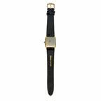 Vintage Le Sand Rectangular Gold-Tone Japan Quartz Dress Watch with Black Leather Strap - Requires a Battery