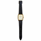 Vintage Wynfield Rectangular Gold-Tone Japan Quartz Watch with Black Strap - Requires a Battery
