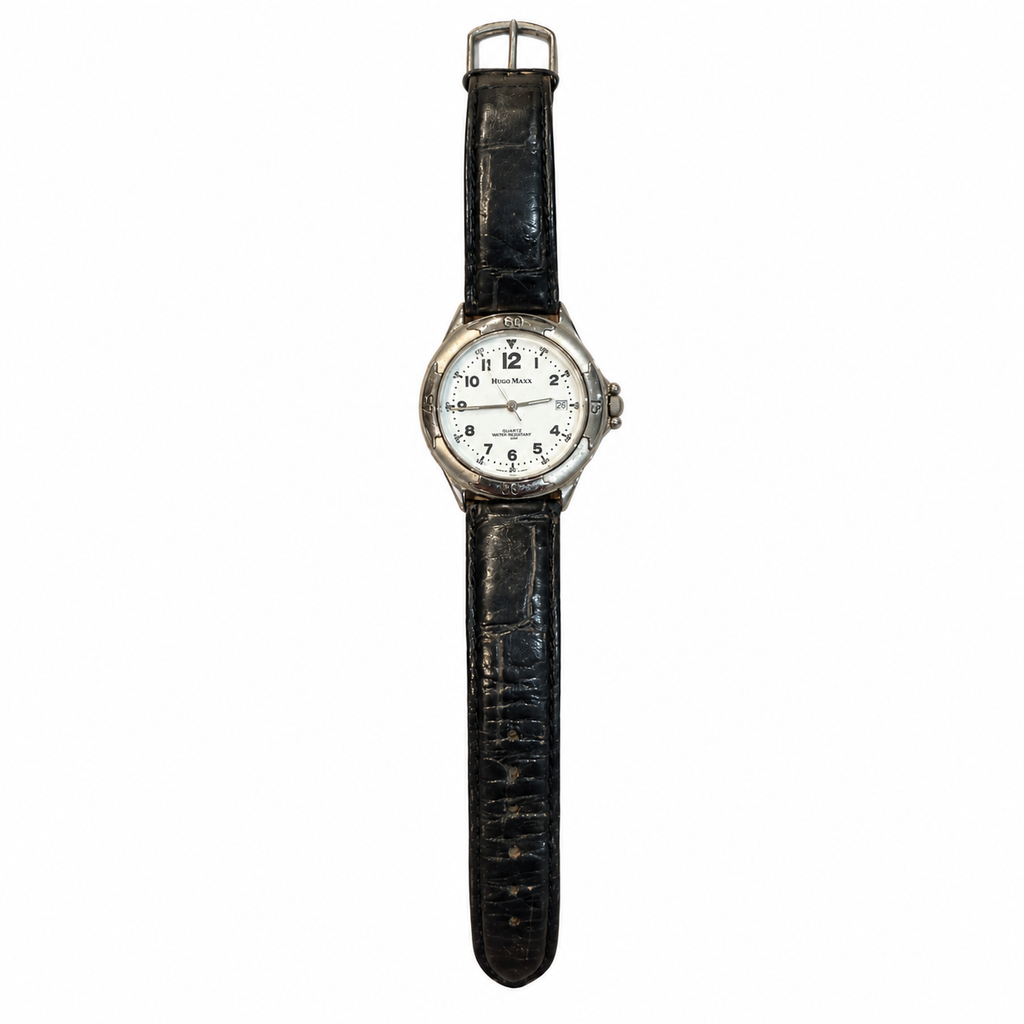 Vintage Hugo Maxx White Dial Date Japan Quartz Water-Resistant Watch - Requires a Battery