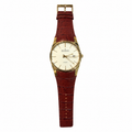 Vintage Skagen Denmark Automatic Date Watch Brown Leather Strap