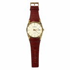 Vintage Skagen Denmark Automatic Date Watch Brown Leather Strap