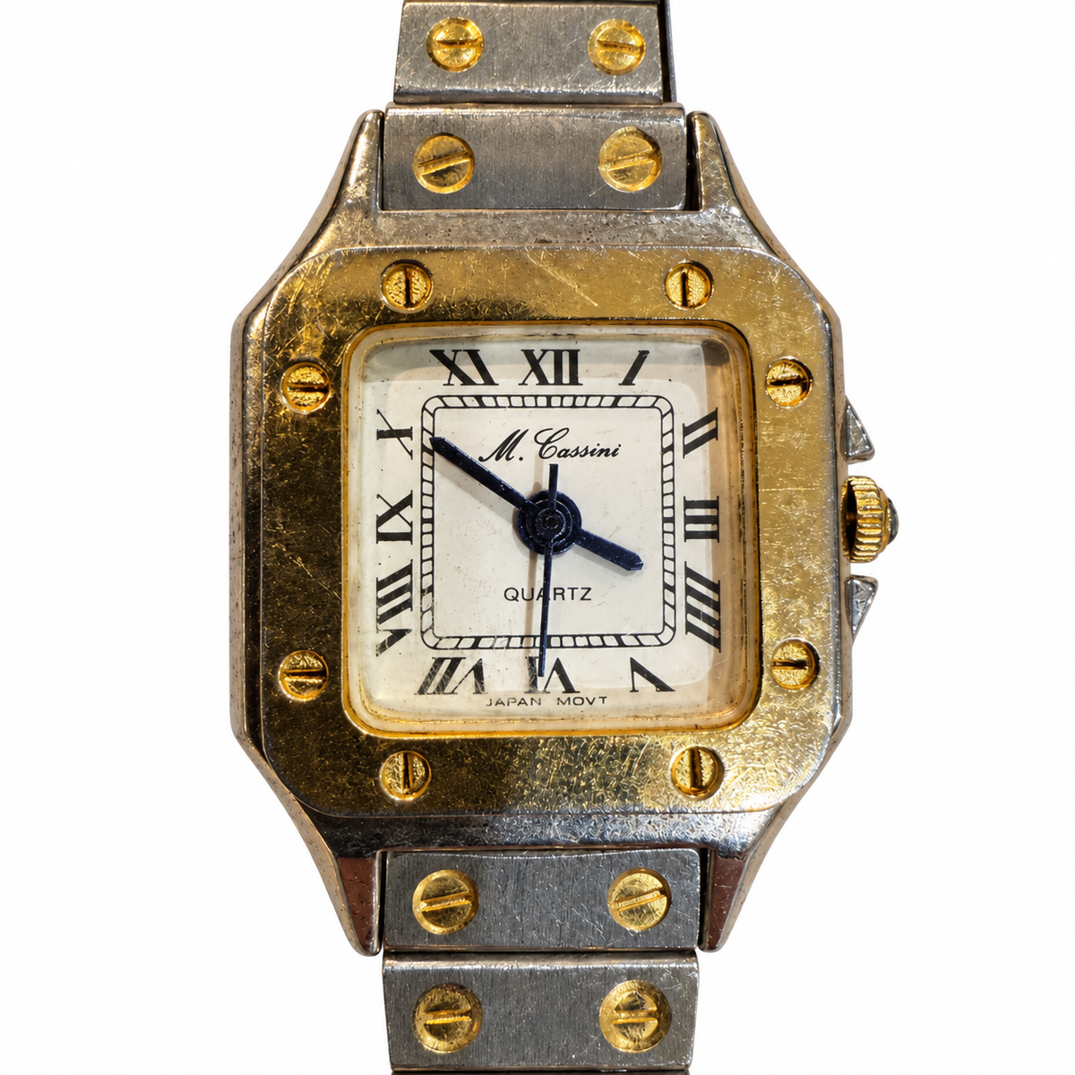 Vintage M. Cassini Two-Tone Square Roman Numeral Quartz Watch - Requires a Battery