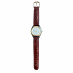 Vintage Quartz Dress Watch - Silver Dial Gold-Tone Bezel - Battery Required