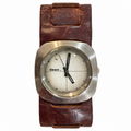 Vintage dean. Minimalist Wide Leather Cuff Quartz Watch - Requires a Battery