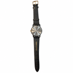 Vintage Black Minimalist Swiss Parts Quartz Watch with Black Strap - Requires a Battery