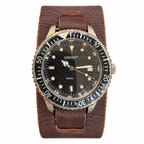 Vintage Luxury Black Dial Cuff Strap Quartz Watch - Requires a Battery