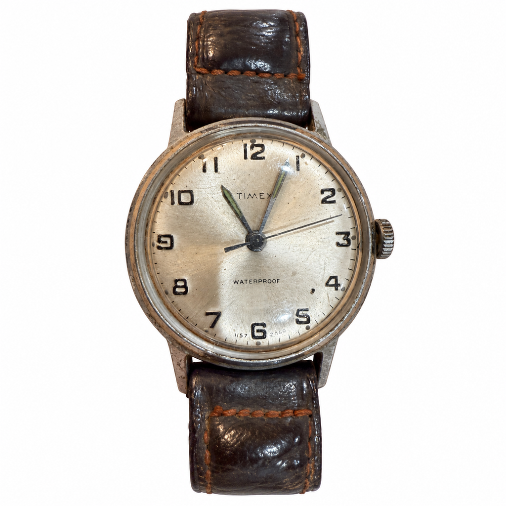 Vintage Timex Waterproof Manual Wind Silver Dial Watch - Requires Winding