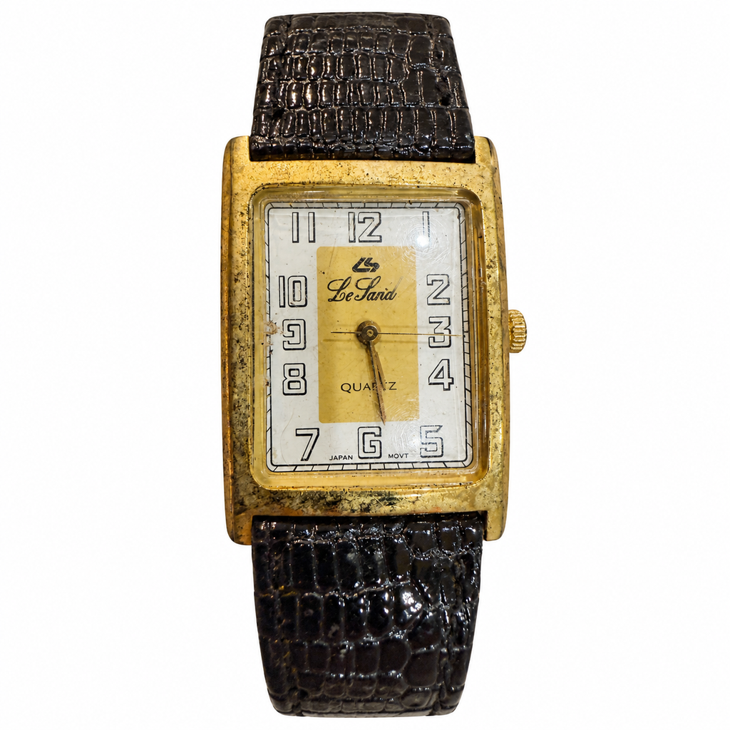 Vintage Le Sand Rectangular Gold-Tone Quartz Dress Watch - Requires a Battery