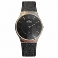 Vintage Skagen Denmark Steel Black Dial Leather Quartz Watch - Requires a Battery