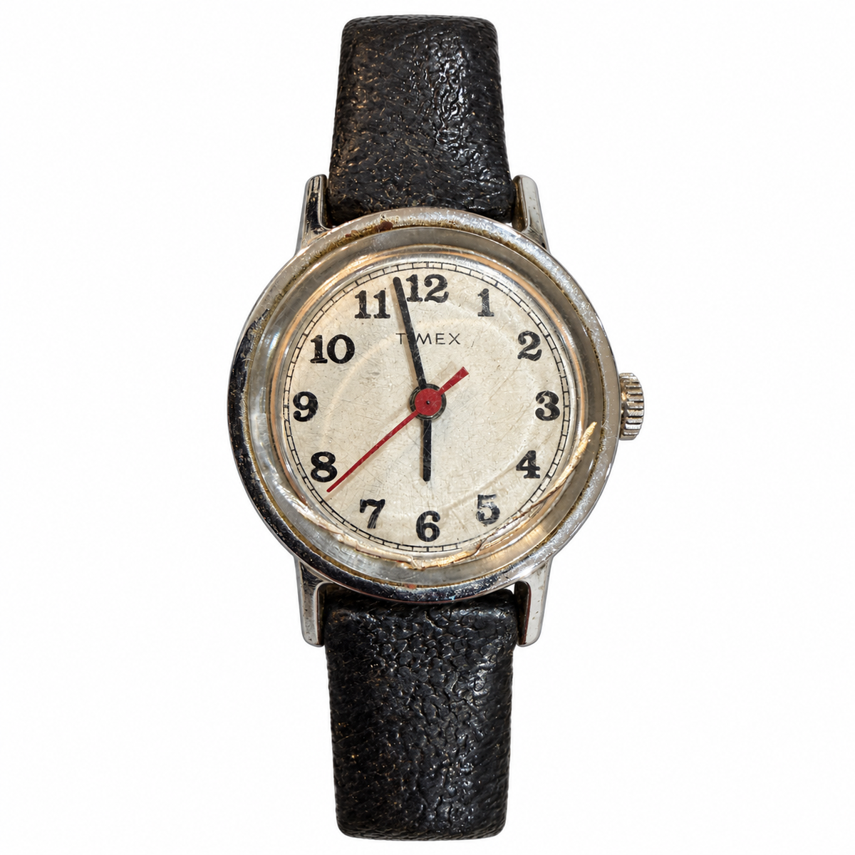 Vintage Timex White Dial Red Seconds Mechanical Watch - Requires Winding