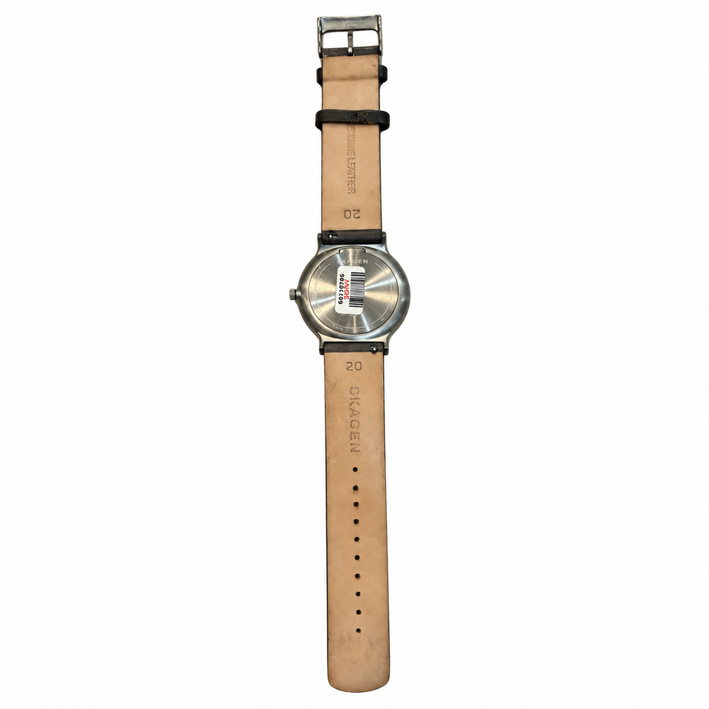 Vintage Skagen Ancher SKW6320 Grey Dial Titanium Leather Watch - Requires a Battery