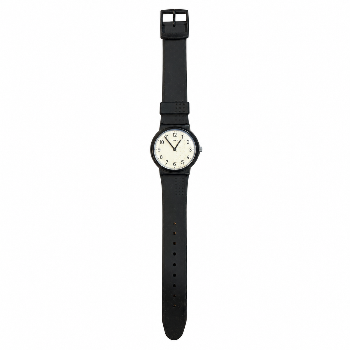 Vintage Timex White Dial Black Resin Strap Quartz Watch - Requires a Battery