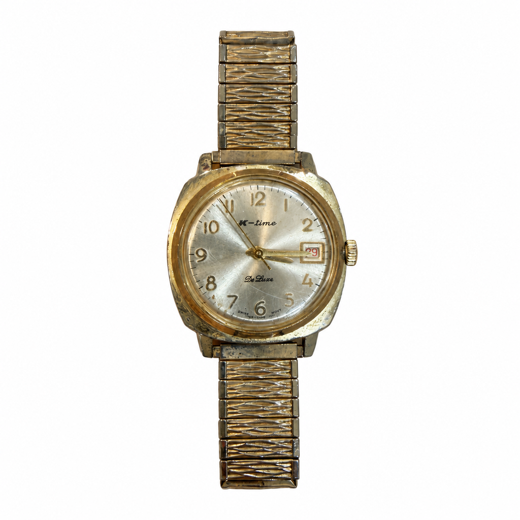 Vintage K-Time De Luxe Date Mechanical Watch - Requires Winding