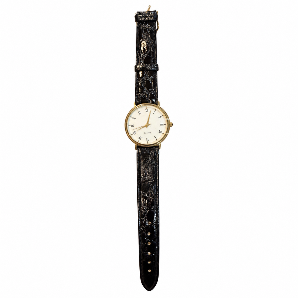 Vintage Gold-Tone Roman Numeral Quartz Dress Watch - Requires a Battery