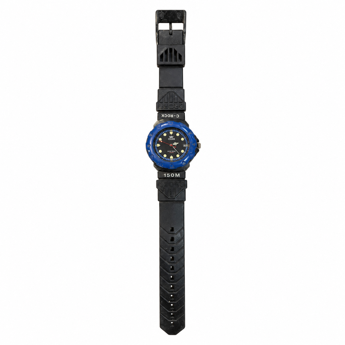 Vintage Citz C-Rock 150M Diver-Style Quartz Watch Blue Bezel - Requires a Battery
