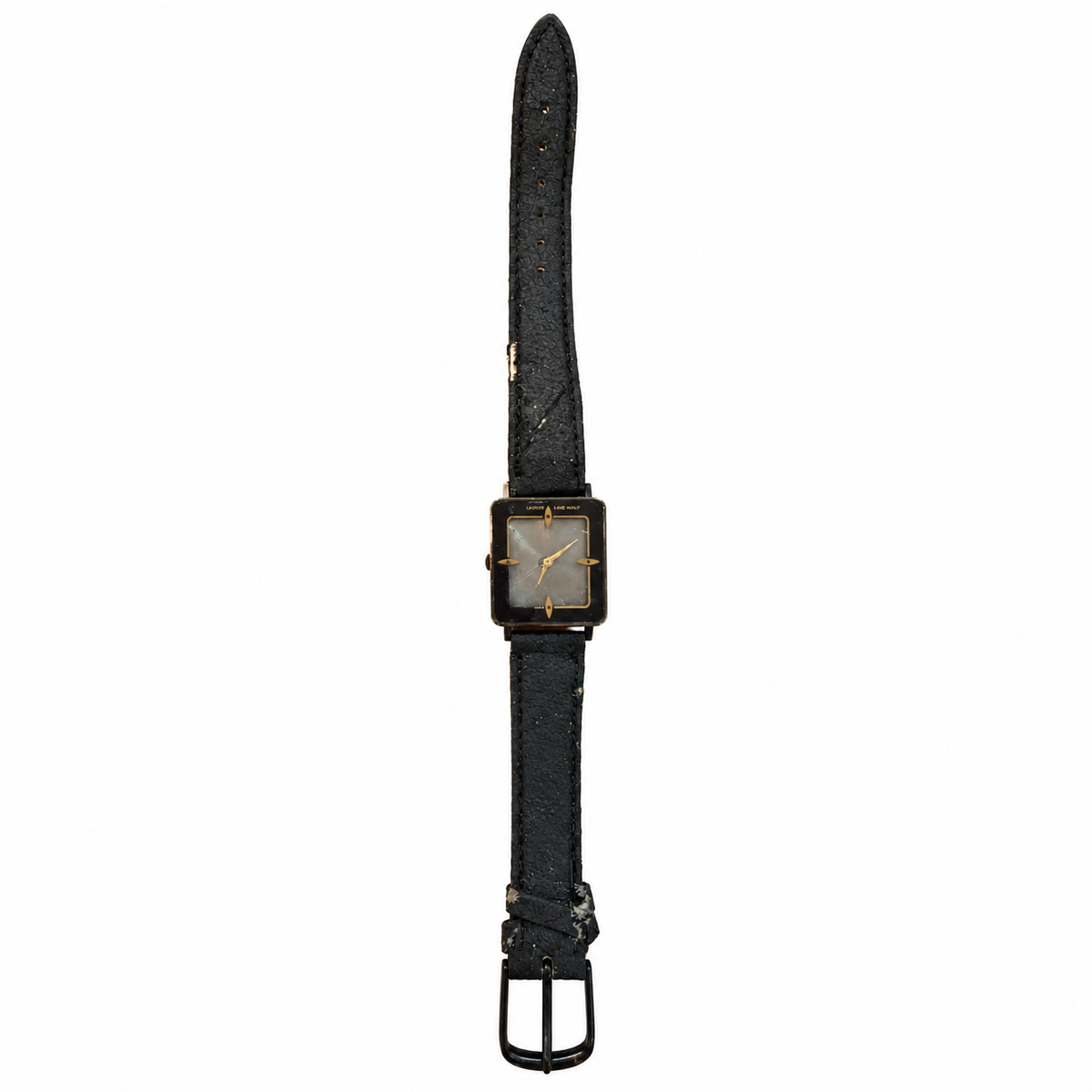 Vintage Rectangular Japan Quartz Black & Gold-Tone Dress Watch - Requires a Battery