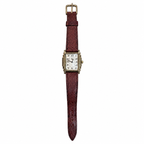 Vintage Rectangular Art Deco Style Quartz Watch Brown Strap - Requires a Battery