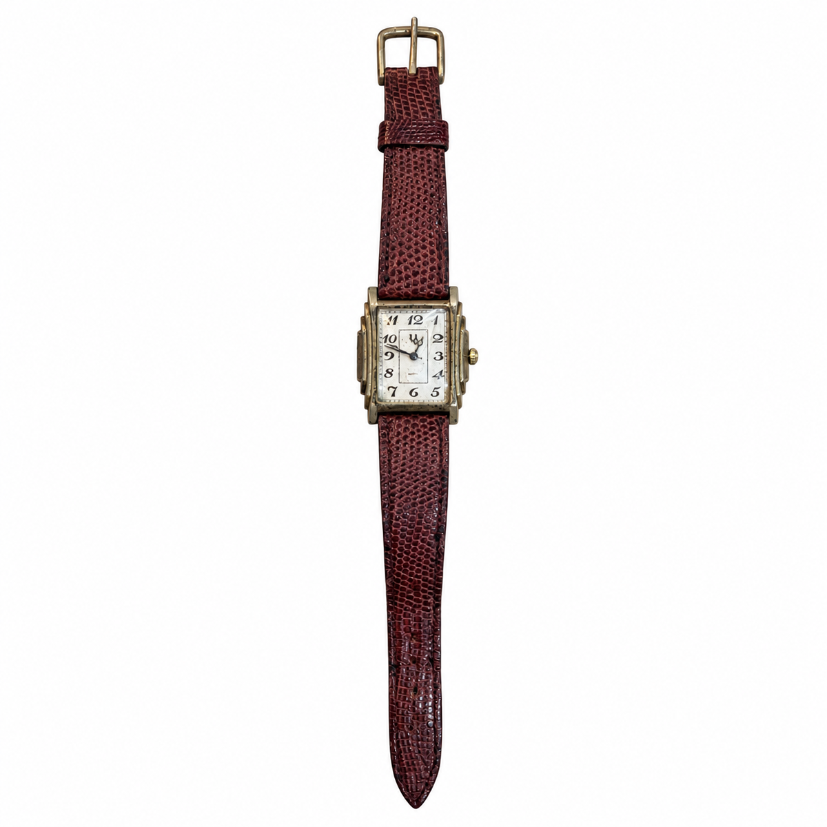 Vintage Rectangular Art Deco Style Quartz Watch Brown Strap - Requires a Battery