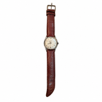 Vintage Wittnauer Silver Dial Mechanical Dress Watch Brown Leather Strap - Requires Winding