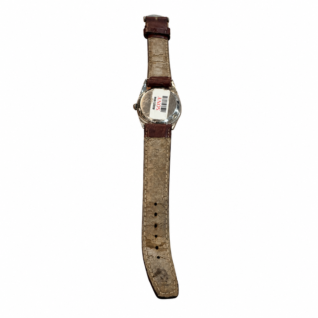 Vintage Wittnauer Silver Dial Mechanical Dress Watch Brown Leather Strap - Requires Winding