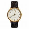 Vintage Gold-Tone Roman Numeral Quartz Dress Watch - Requires a Battery