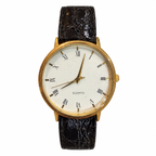 Vintage Gold-Tone Roman Numeral Quartz Dress Watch - Requires a Battery