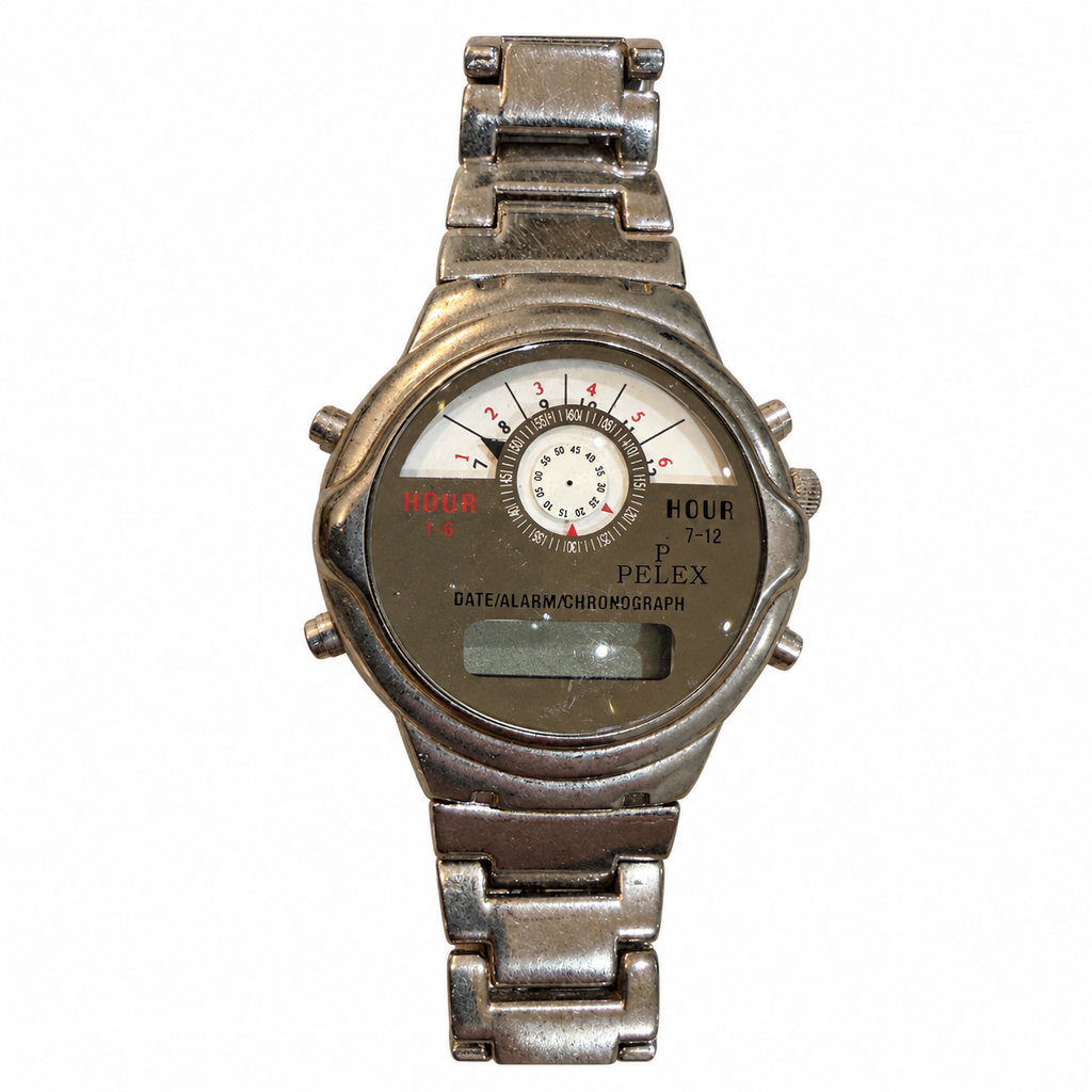 Vintage Pelex Date Alarm Chronograph Multifunction Watch - Requires a Battery