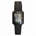 Vintage Rectangular Japan Quartz Black & Gold-Tone Dress Watch - Requires a Battery