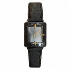 Vintage Rectangular Japan Quartz Black & Gold-Tone Dress Watch - Requires a Battery