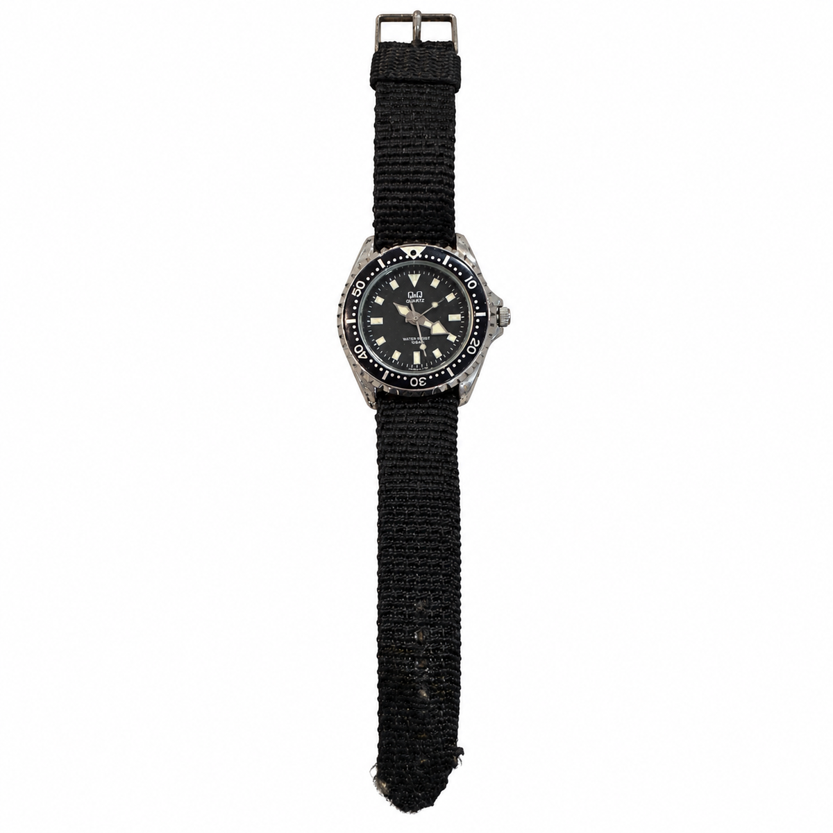 Vintage Q&Q Quartz Diver-Style Black Dial Watch - Requires a Battery