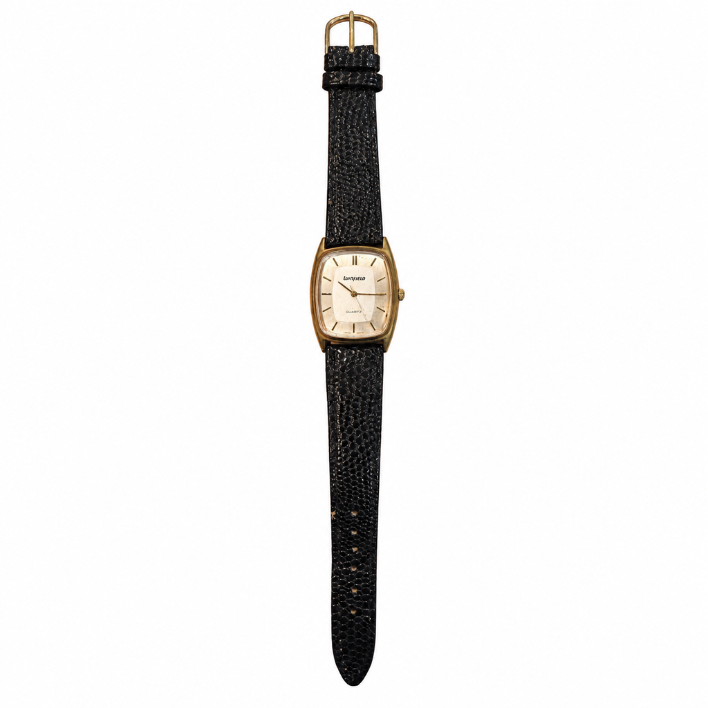 Vintage Winfield Rectangular Gold-Tone Quartz Dress Watch - Requires a Battery