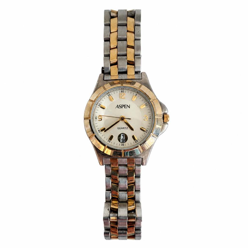 Vintage Aspen Two-Tone Date Quartz Watch - Requires a Battery