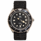 Vintage Q&Q Quartz Diver-Style Black Dial Watch - Requires a Battery
