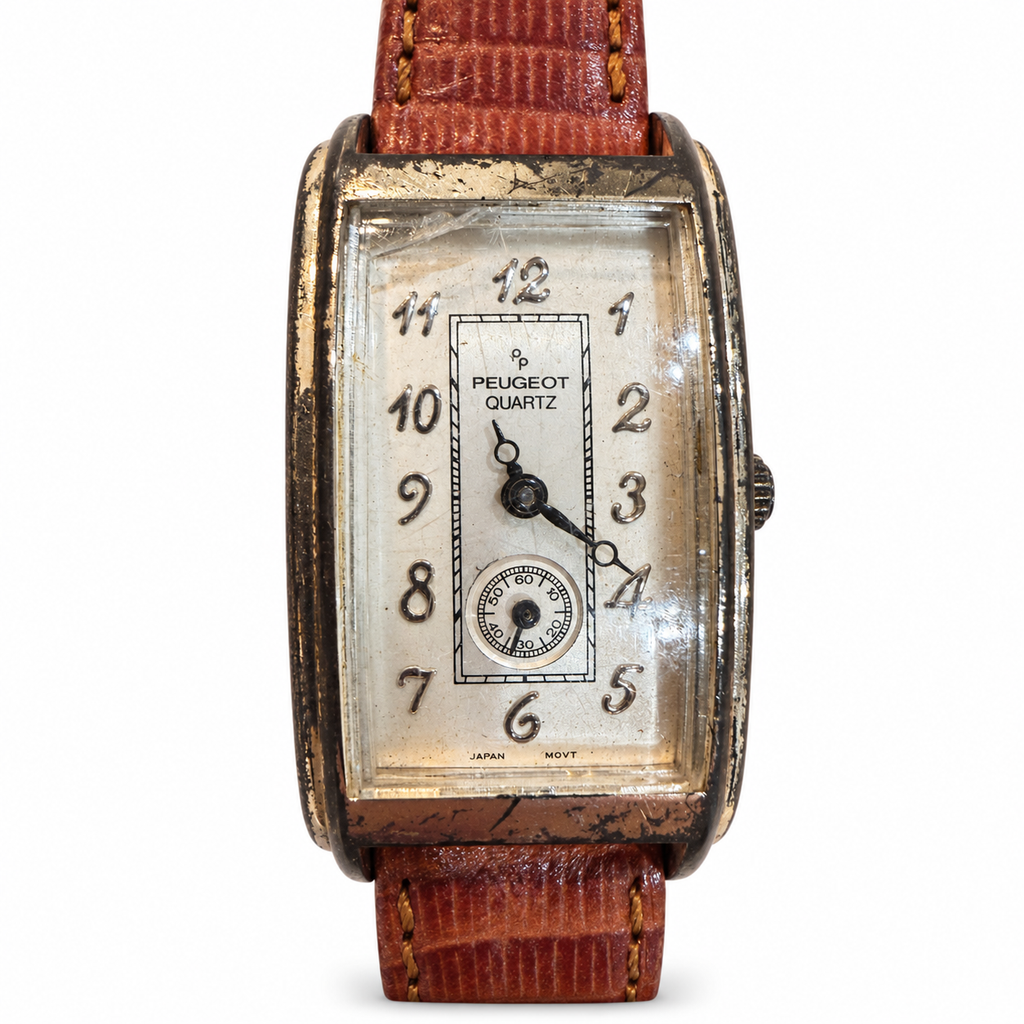 Vintage Peugeot Rectangular Small Seconds Quartz Watch - Requires a Battery