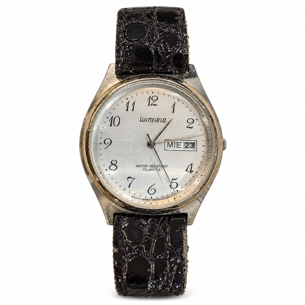 Vintage Winfield Day-Date Silver Dial Quartz Watch - Requires a Battery