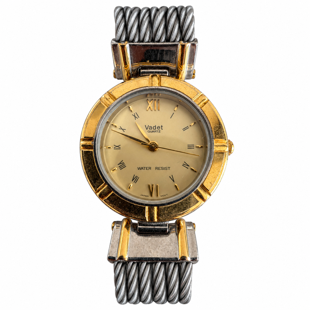Vintage Vadet VD-5007L Ladies Quartz Gold Dial Cable Bracelet Watch - Requires a Battery