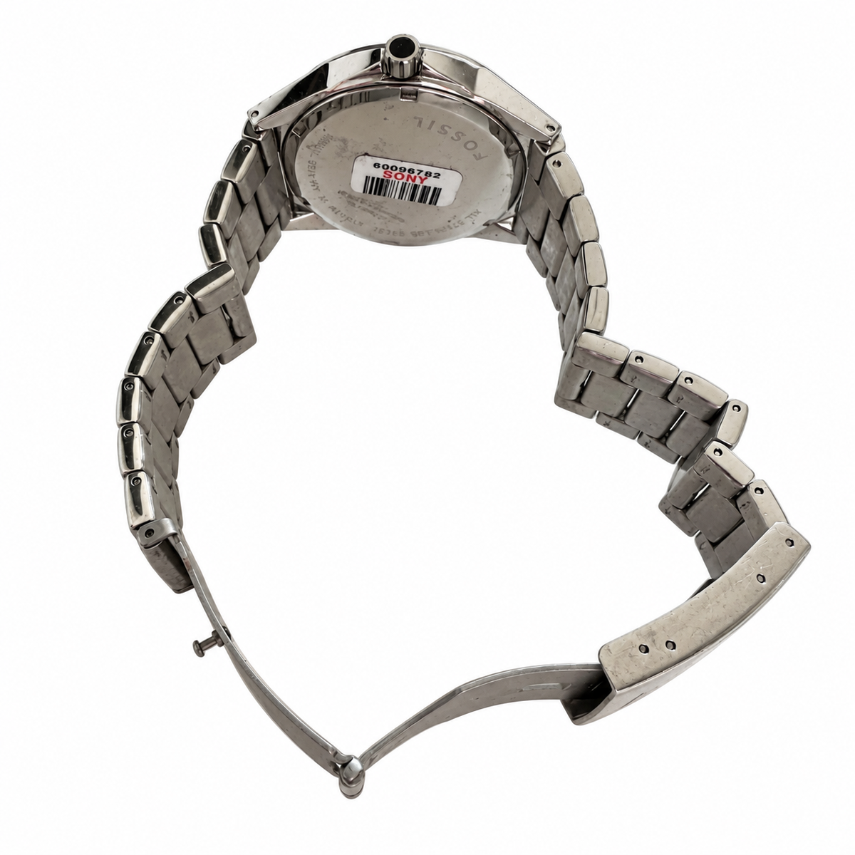 Vintage Fossil Stainless Steel Charcoal Dial Sport Quartz Watch - Requires a Battery
