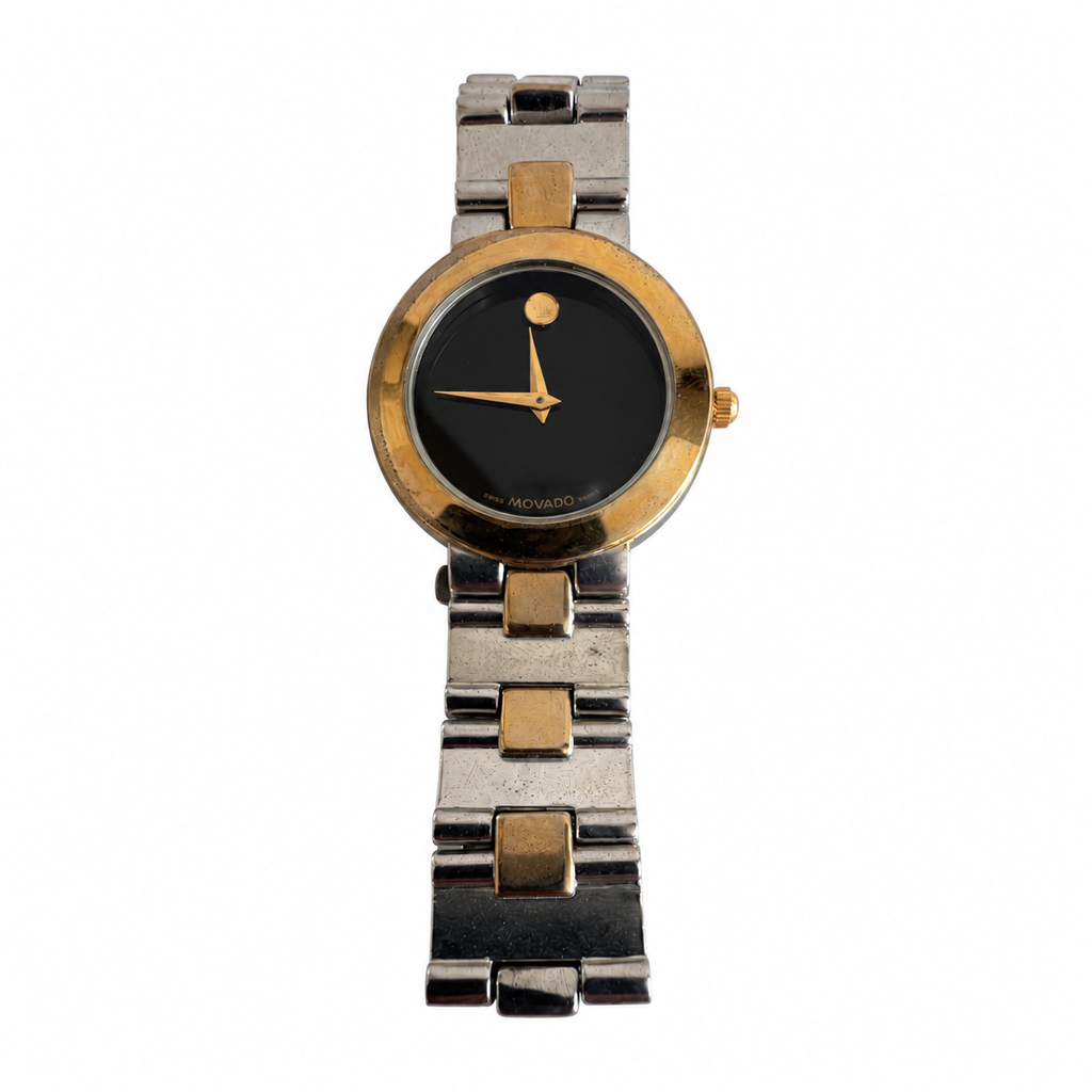 Vintage Movado Museum Black Dial Two-Tone Quartz Watch - Requires a Battery