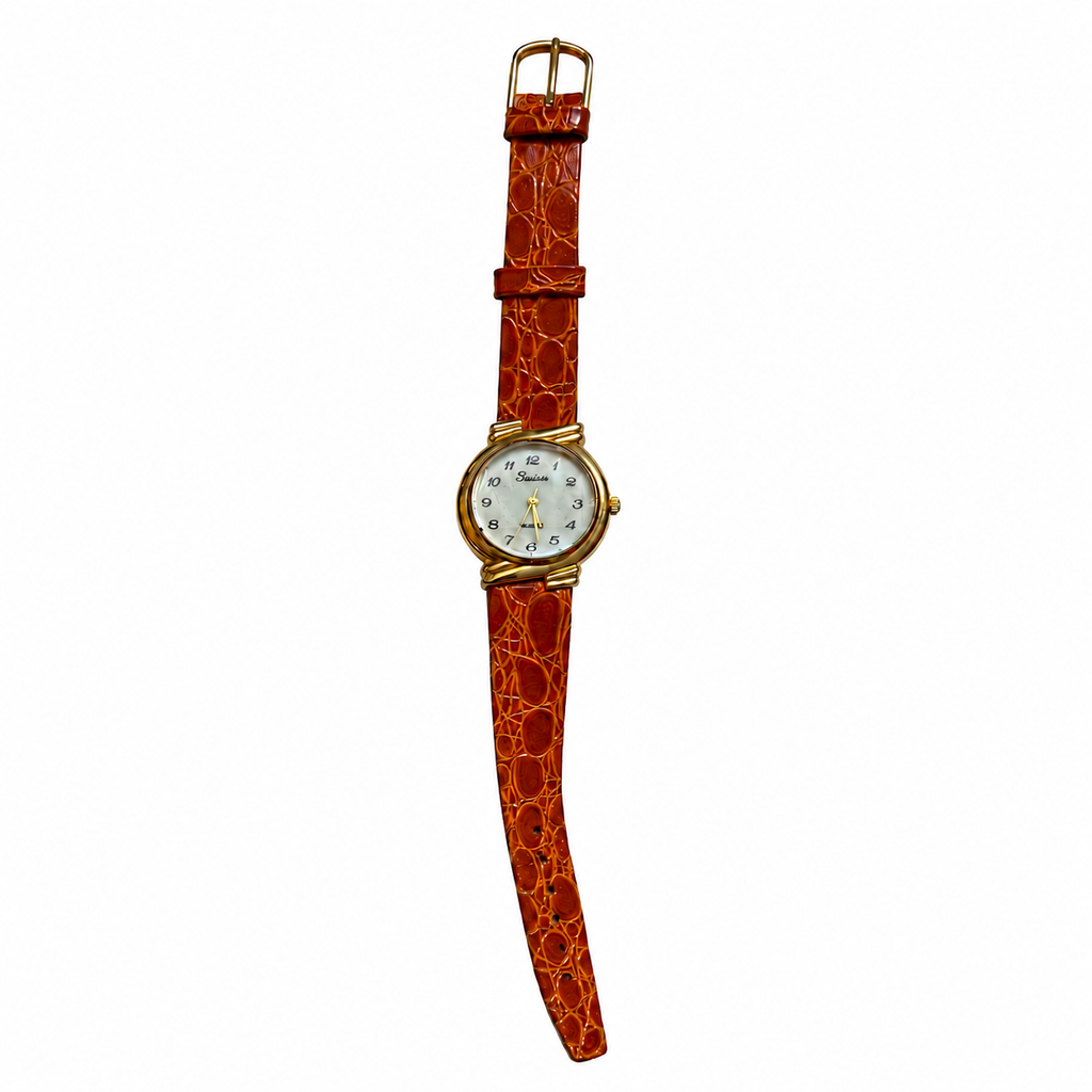 Vintage Savia White Dial Gold-Tone Quartz Watch - Requires a Battery