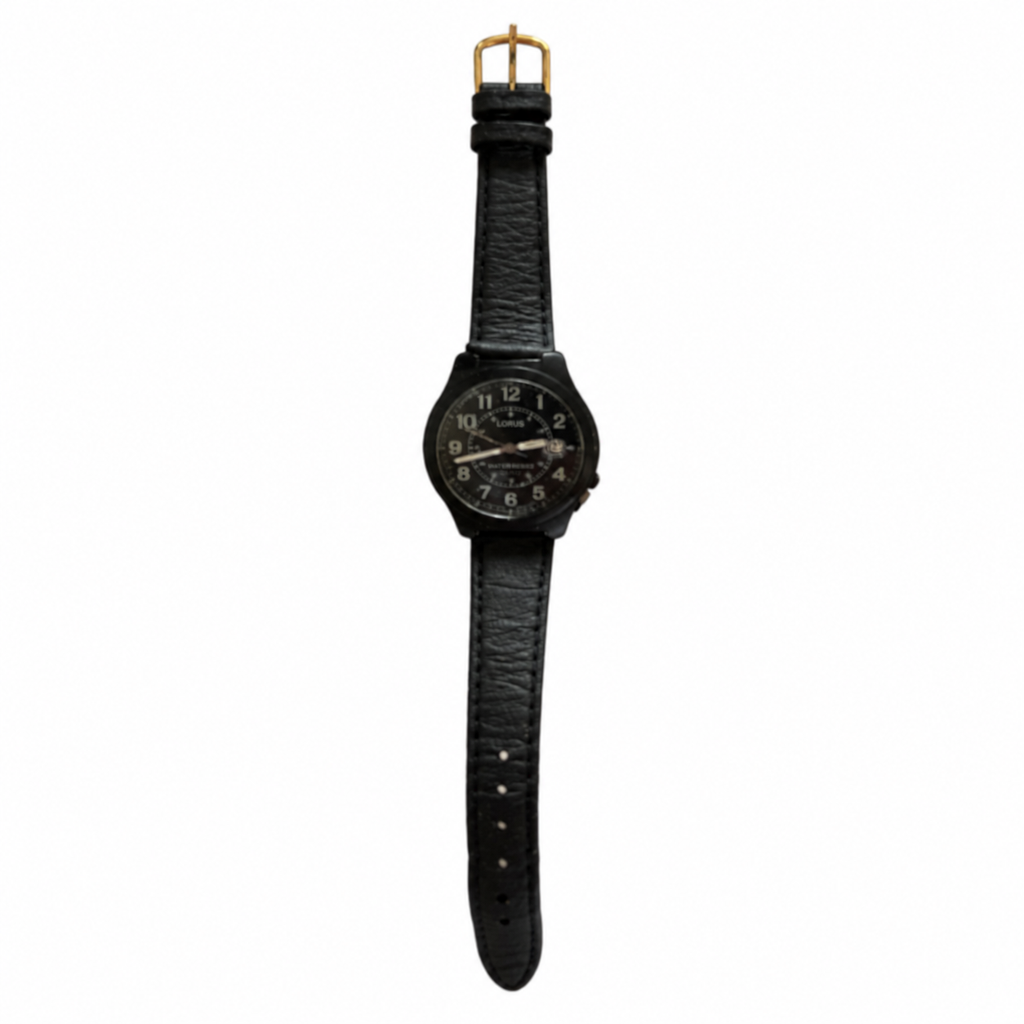 Vintage Lorus Black Dial 50M Quartz Date Watch