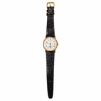 Vintage Timex Gold-Tone Roman Numeral Watch with Black Textured Strap