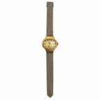 Vintage Timex Gold-Tone Rectangular Watch with Mesh Bracelet