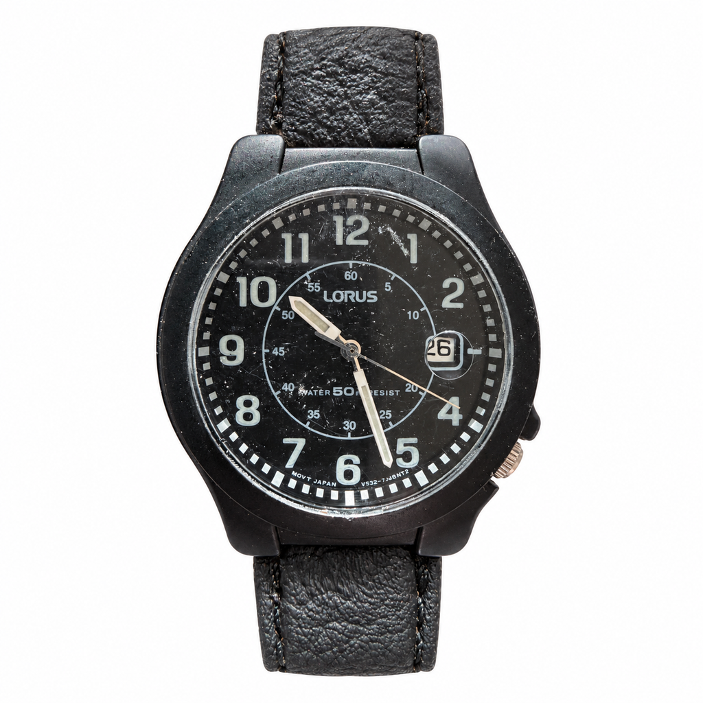 Vintage Lorus Black Dial 50M Quartz Date Watch