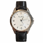 Vintage Pierre Nicol Quartz Dress Watch with Black Leather Strap